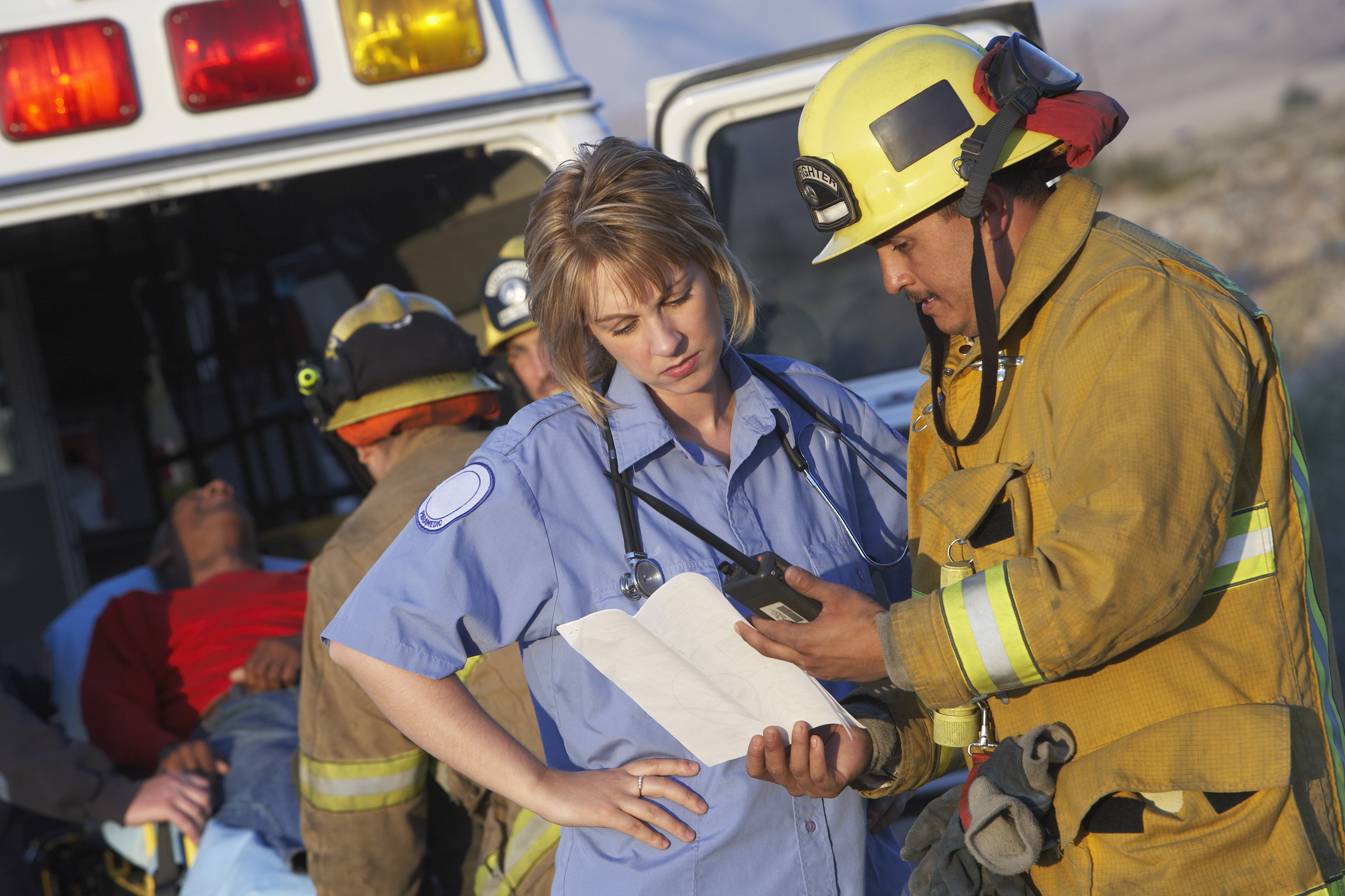 First responders using a tablet that is managed and secured by SOTI ONE Platform